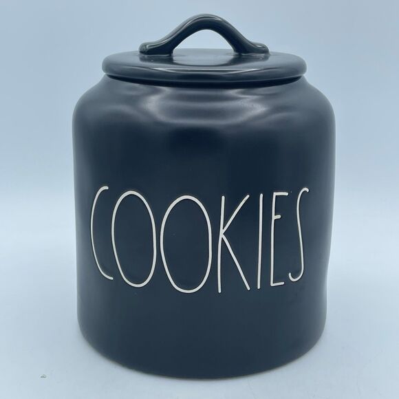 Rae Dunn by Magenta Black COOKIES Canister White Lettering 7.5” #181 - Picture 1 of 9